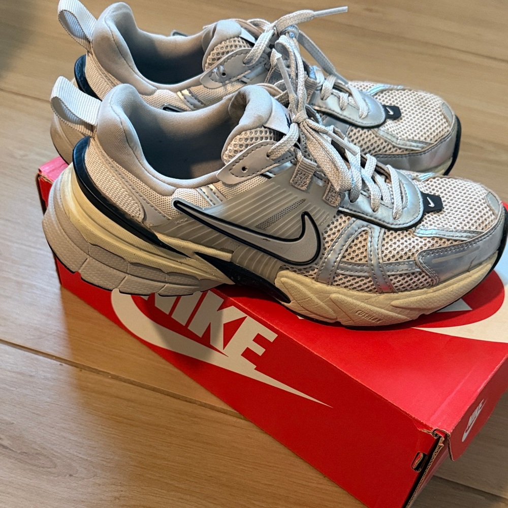 Nike Summit White and Metallic Silver V2K Run Shoes
